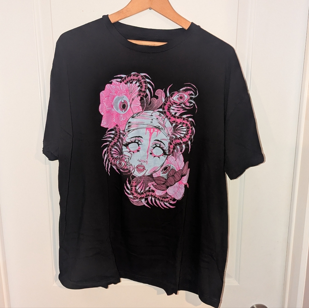 ⭐3 For $20⭐ Black T-Shirt with Pink Graphic Design